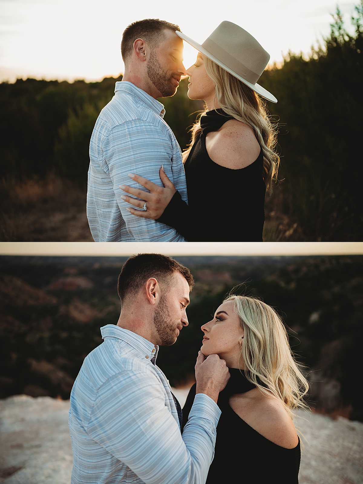 man and woman kiss during session with Palo Duro Canyon elopement photographer
