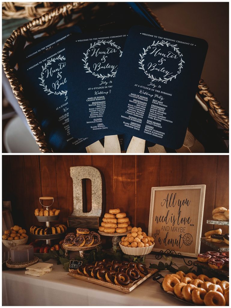 programs and donut bar by Palo Duro wedding photographer