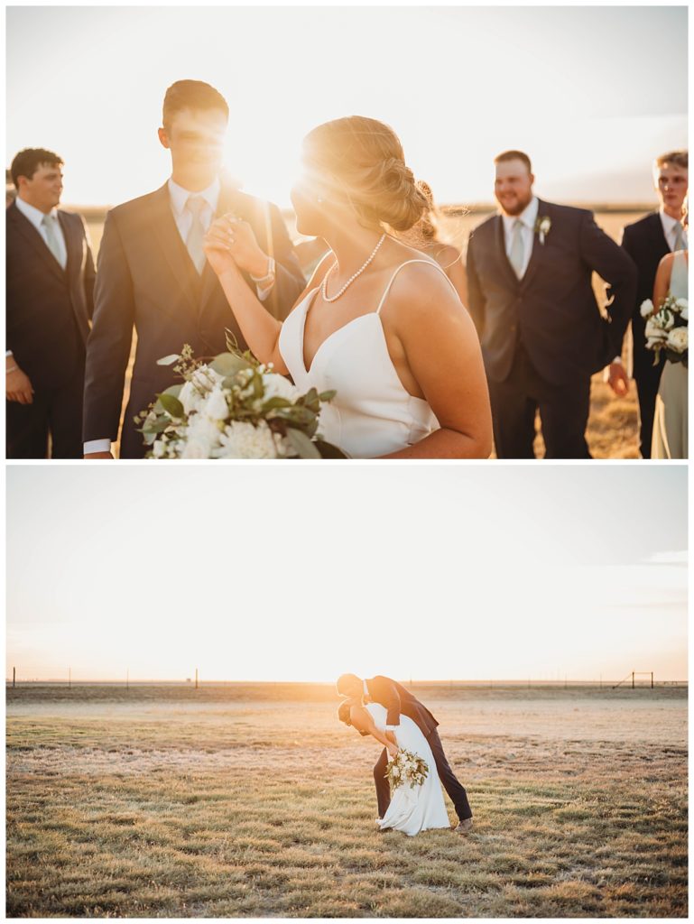 sun shines through man and woman at Texas ranch wedding