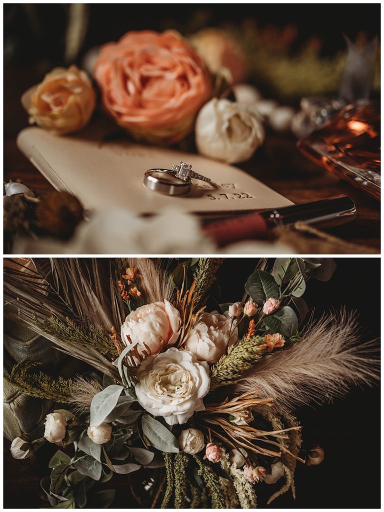 ring and floral bouquet by Palo Duro wedding photographer