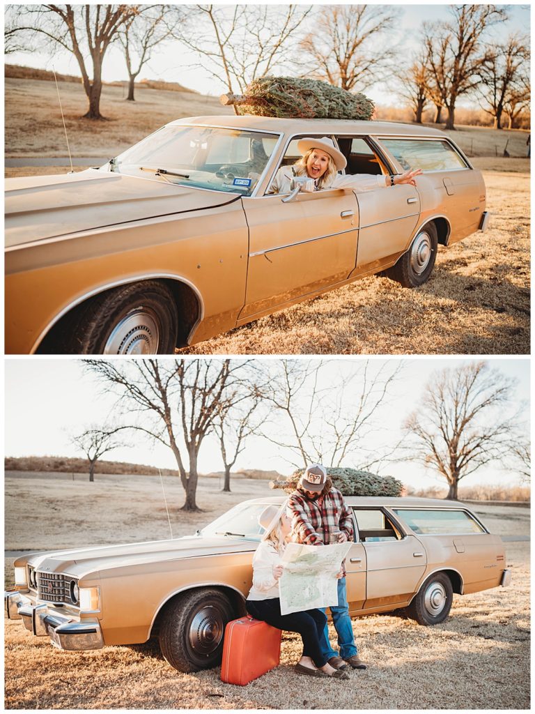 woman hangs out car window by Palo Duro Wedding Photographer