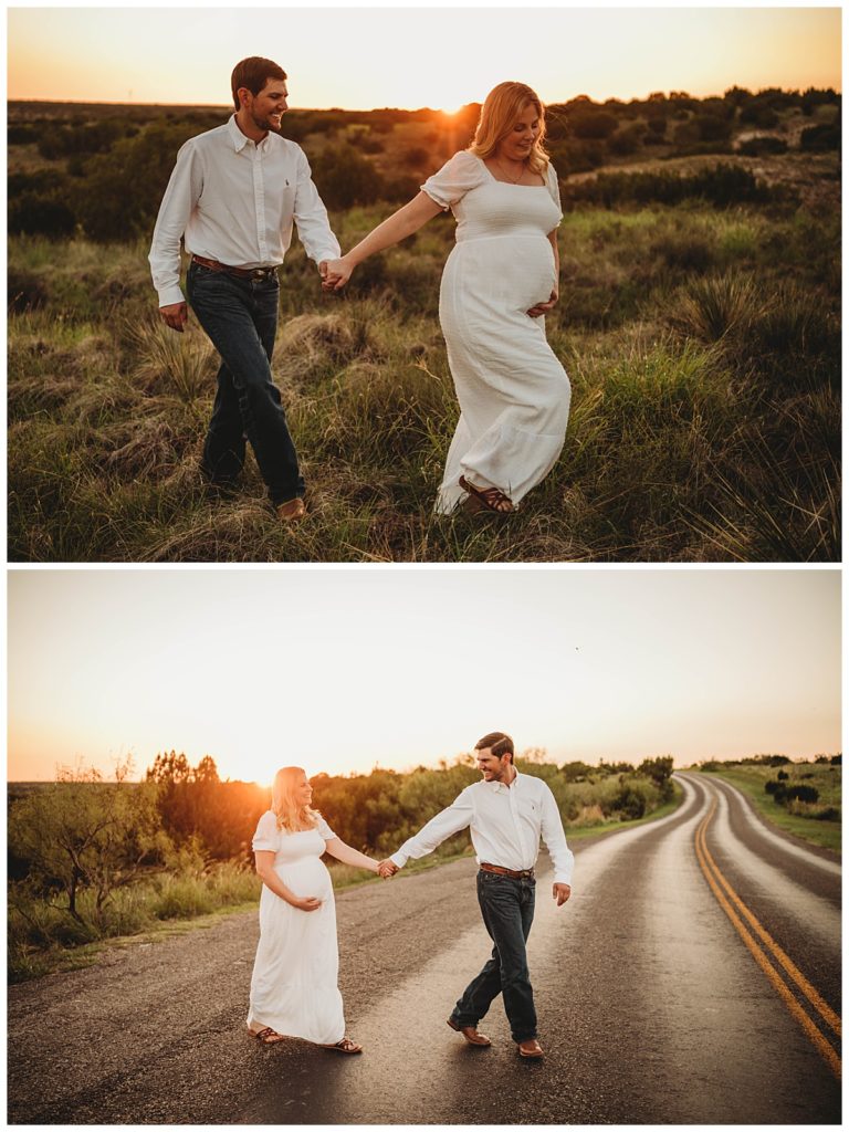 couple walks together holding hands by Palo Duro family photographer