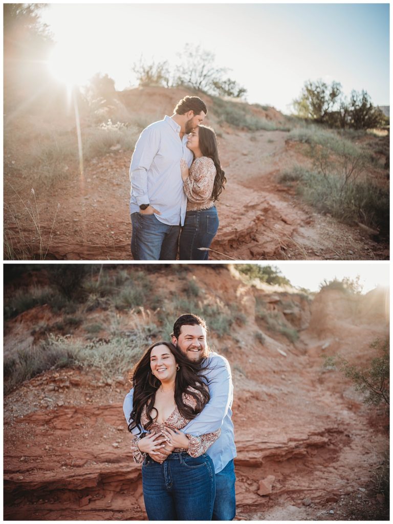 man kissing woman outdoors by Amarillo photographer