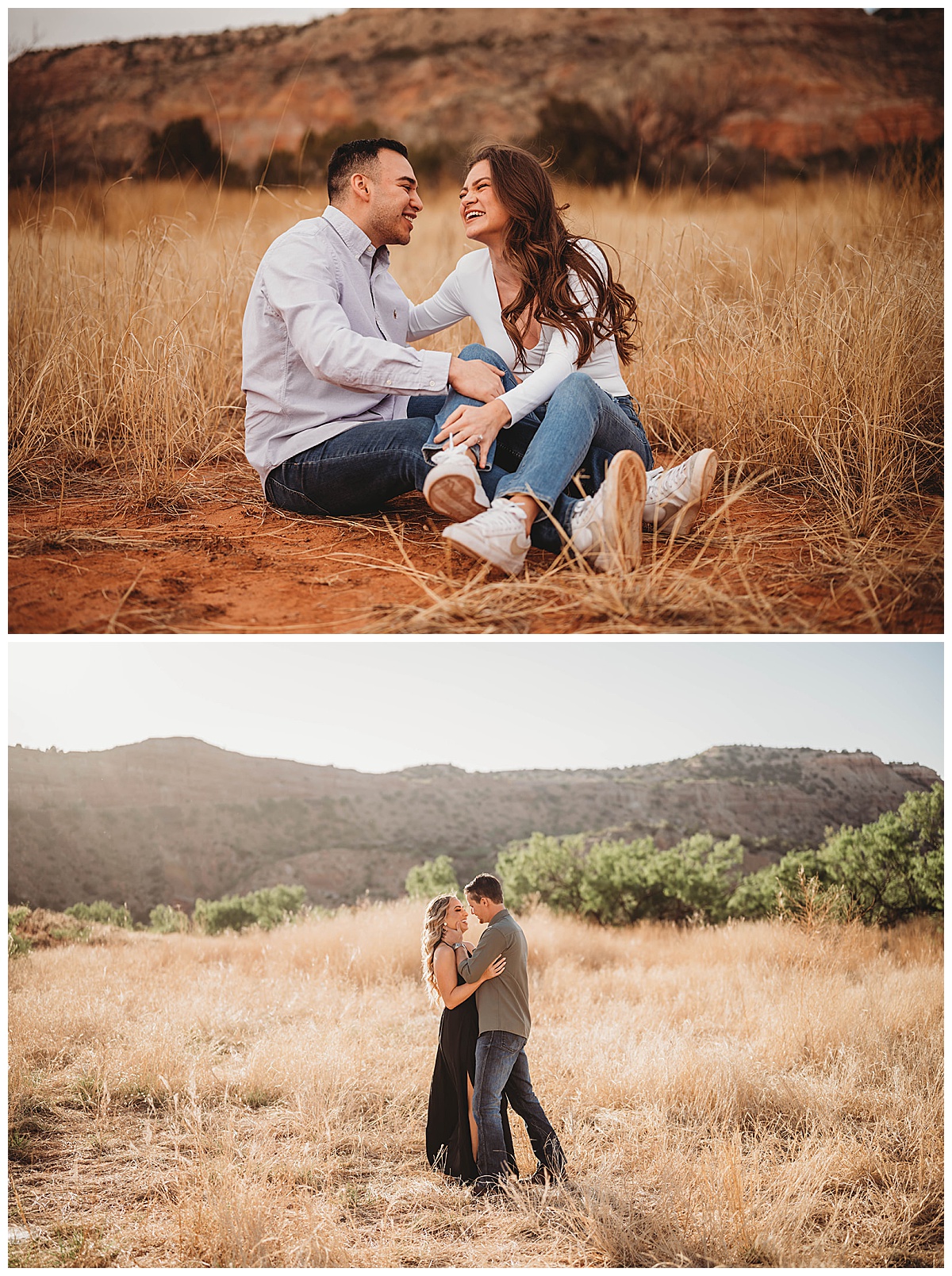 couple embracing in field by Wedding Photographer