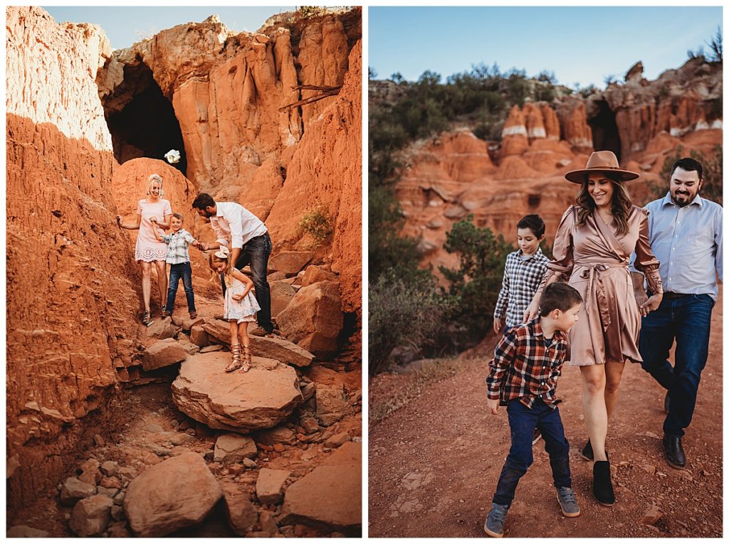 families walking in front of cave by Wedding Photographer