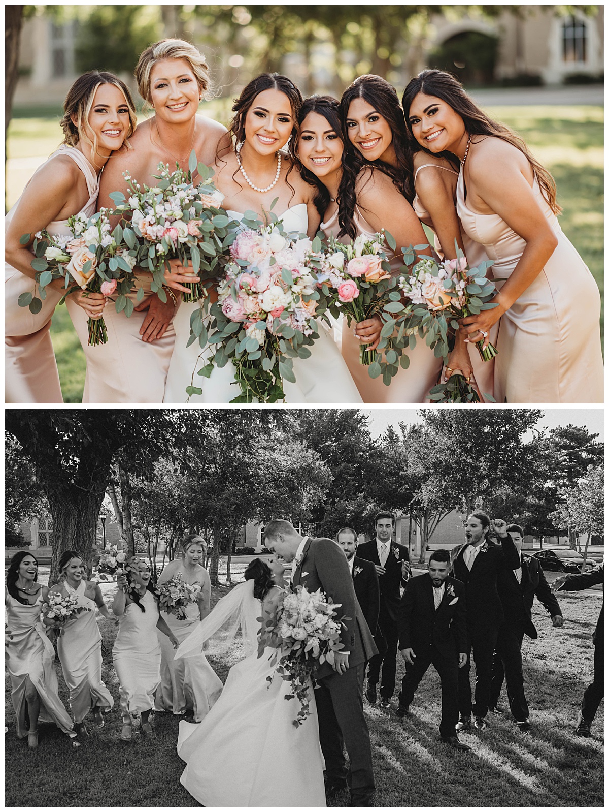 Bridal party gathers around for Amarillo Photographer