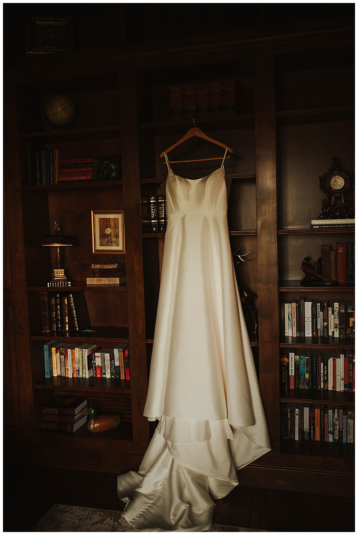 Gown hangs at intimate backyard wedding 